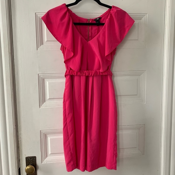 H&M Pink Fuchsia Dress w/ Belt - Picture 1 of 7